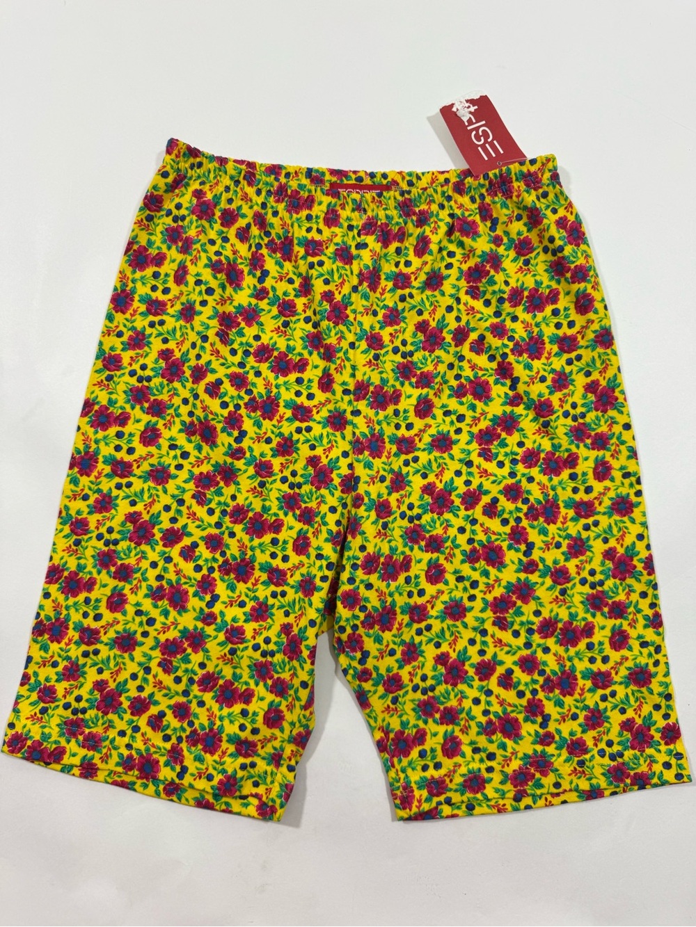 Vintage Esprit Teen Biker Shorts Cotton Floral Yellow